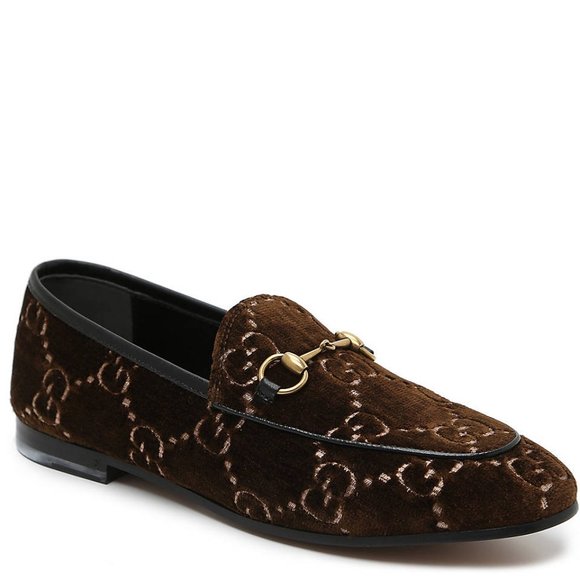 gucci brown velvet loafers
